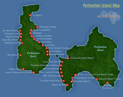 peta pulau perhentian besar dan kecil