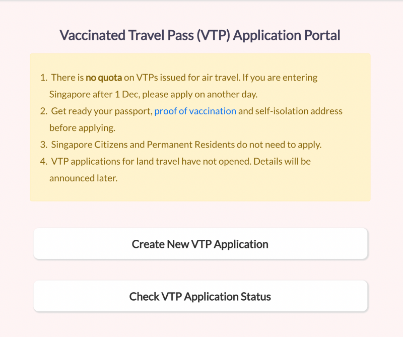 cara apply vaccinated travel pass singapore