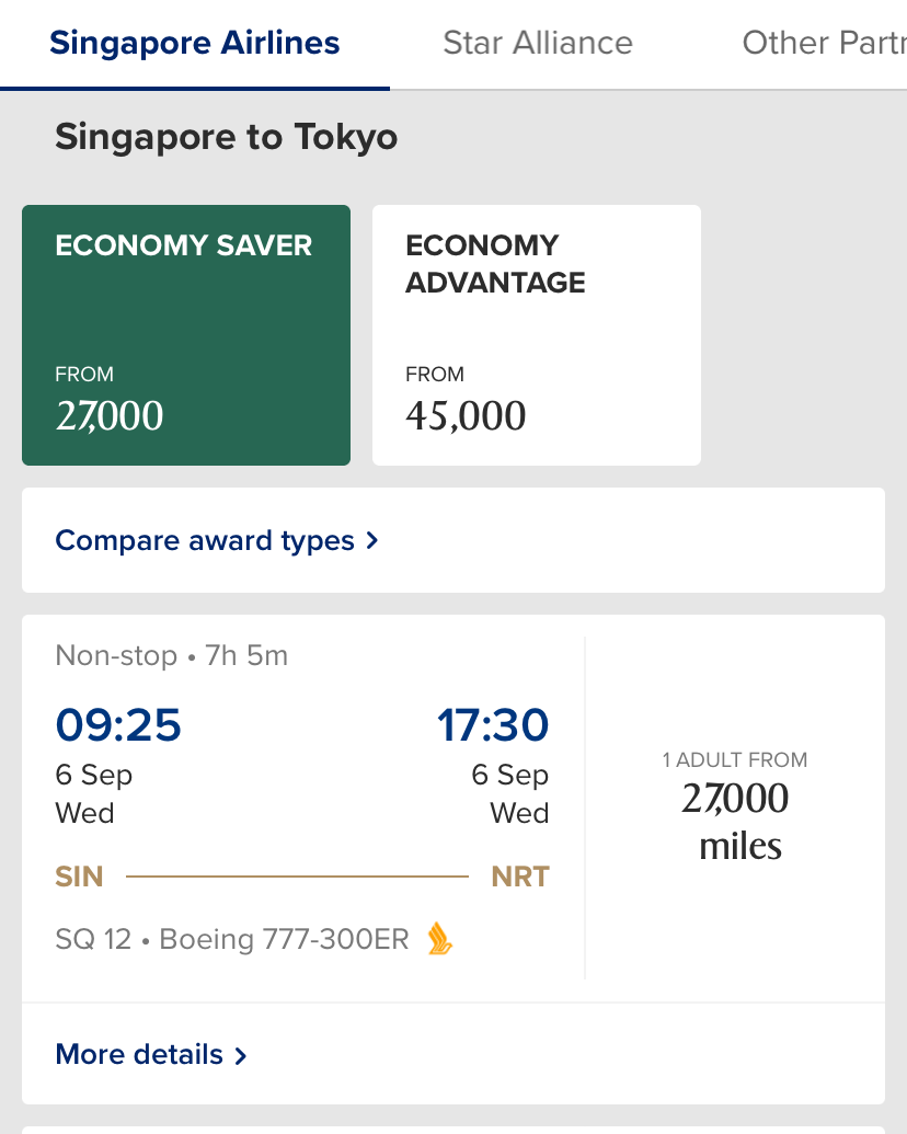 redeem miles singapore airlines